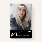 写真IDカードモダンQRコードカスタムラニヤード名 バッジ (正面)