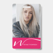 写真IDカードモダンQRコードカスタムラニヤード名 バッジ (正面)