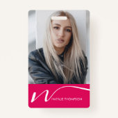 写真IDカードモダンQRコードカスタムラニヤード名 バッジ (正面)