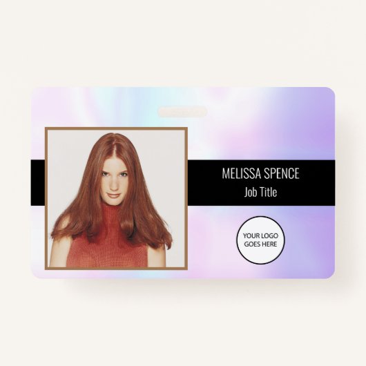 写真IDホログラフィック会社のロゴセキュリティ バッジ (正面)