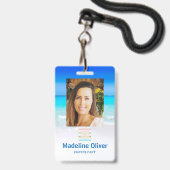 写真IDロゴ海ビーチシーラニヤードバッジ バッジ (正面（ネックストラップ付）)