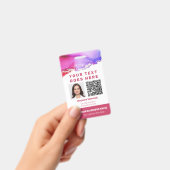 写真ID予防接種バーコードQRコードほこりっぽいピンク バッジ (手持ち)