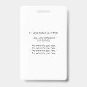 写真ID予防接種バーコードQRコードほこりっぽいピンク バッジ (裏面)