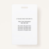 写真ID予防接種バーコードQRコードほこりっぽいピンク バッジ (裏面)