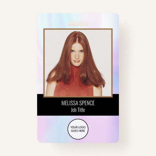 写真ID従業員ロゴ虹色セキュリティ バッジ (正面)