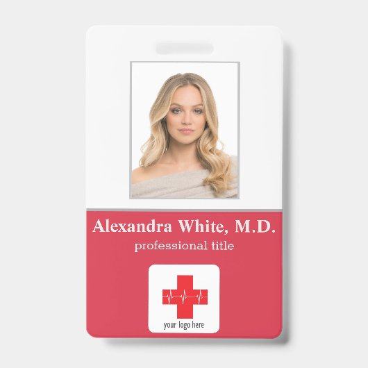 写真ID従業員病院医療プロフェッショナル バッジ (Front)
