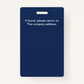 写真ID濃い青の名前バッジ バッジ (裏面)