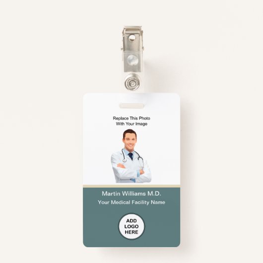 写真ID病院の医療スタッフ名バッジ バッジ (裏面クリップ)
