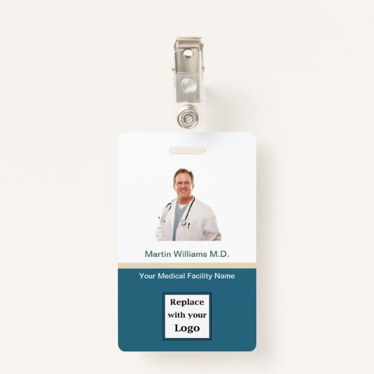 写真ID病院医療プロフェッショナル名バッジ バッジ (裏面クリップ)
