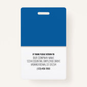 写真ID パーソナライズされた Medical Employee バッジ (裏面)