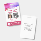 写真ID 予防接種 バーコード QRコード ダスティピンク バッジ (正面＆裏面)