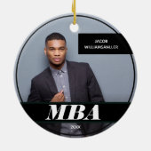 写真MBA学位名ブラック卒業 セラミックオーナメント (裏面)