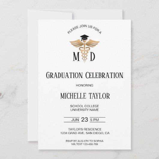 写真MD医学博士の卒業式 招待状 (正面)