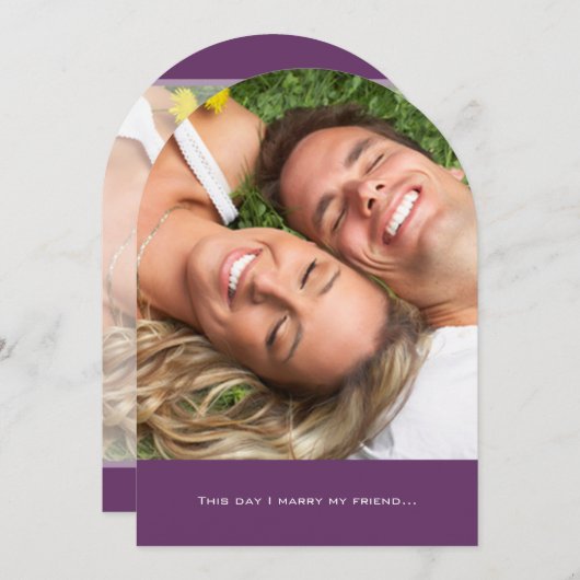 写真My Friend引用文タイポグラフィ結婚 招待状 (正面/裏面)