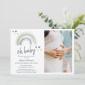 写真Oh赤ちゃんシャワーブルーボーホレインボー 招待状 (スタンド正面)