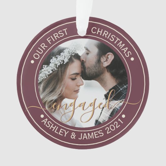 写真Our初めてのクリスマス婚約したBurgundy オーナメント (正面)