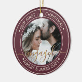 写真Our初めてのクリスマス婚約したBurgundy セラミックオーナメント (左)