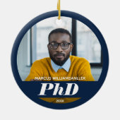 写真PhD学位名ブルー卒業セラミックオルナ セラミックオーナメント (裏面)