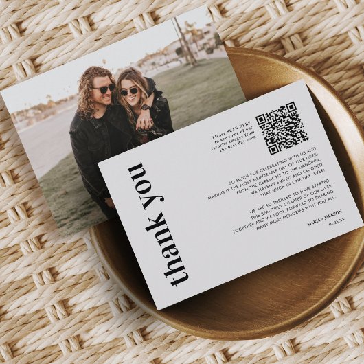 写真QRコードはっきりしたの結婚サンキューカード サンキューカード