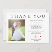 写真QRコードはっきりしたタイポグラフィ結婚の サンキューカード (正面)