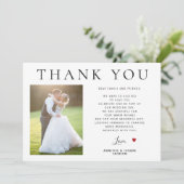 写真QRコードはっきりしたタイポグラフィ結婚の サンキューカード (スタンド正面)