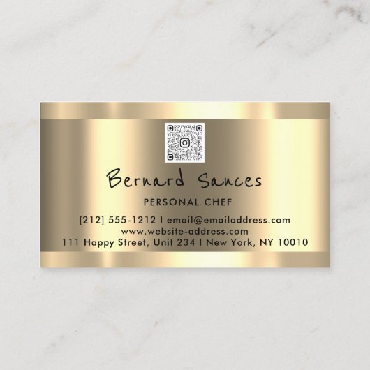 写真QRコードを使用して料理ブランドを向上 名刺 (裏面)