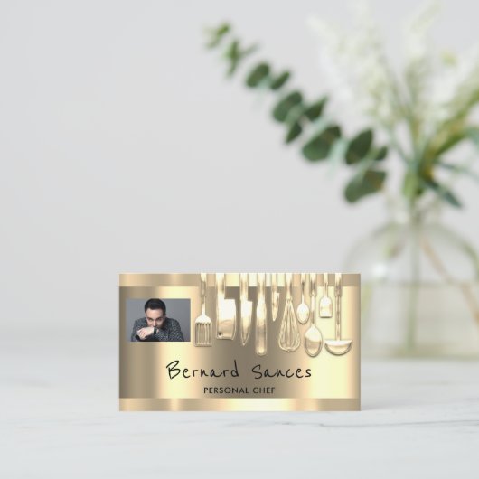写真QRコードを使用して料理ブランドを向上 名刺 (スタンド正面)