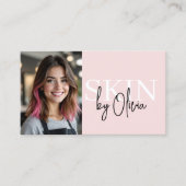 写真QRコードスキン専門気に者ピンク 名刺 (正面)