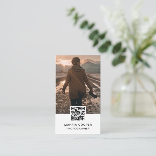 写真QRコードソーシャルメディア写真 名刺 (スタンド正面)