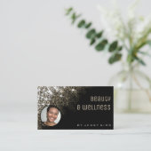 写真QRコードテンプレート発光金ゴールドグリッター 名刺 (スタンド正面)