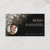 写真QRコードテンプレート発光金ゴールドグリッター 名刺 (正面)