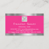 写真QRコードパーソナルシェフ料理ピンク 名刺 (裏面)