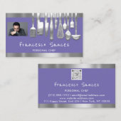 写真QRコードパーソナルシェフ料理紫 名刺 (正面/裏面)