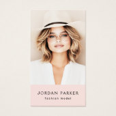 写真QRコードファッションモデルピンクの名刺 (正面)