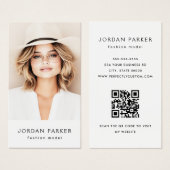 写真QRコードファッションモデル白い名刺 (正面&裏面)