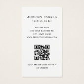 写真QRコードファッションモデル白い名刺 (裏面)