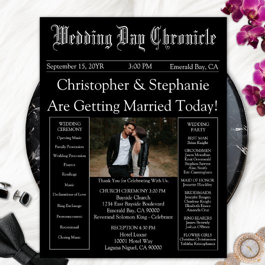 写真QRコードミニマリスト新聞結婚式 プログラム