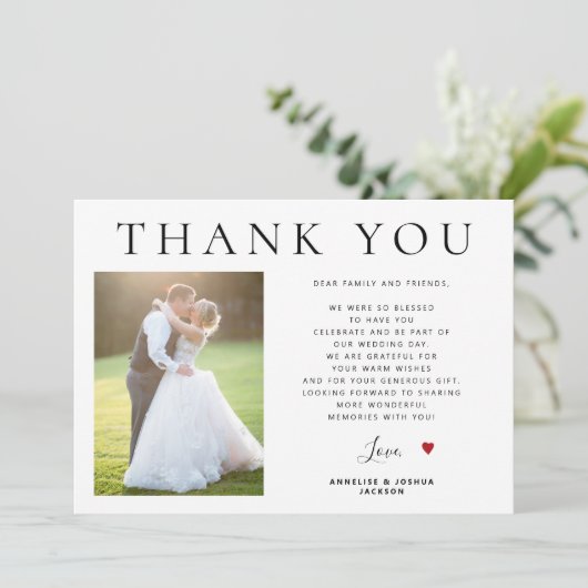 写真QRコードモダンタイポグラフィ結婚のユ感謝していーザ カード (スタンド正面)