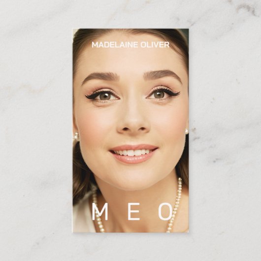 写真QRコードモノグラムシンプルエレガント 名刺 (正面)