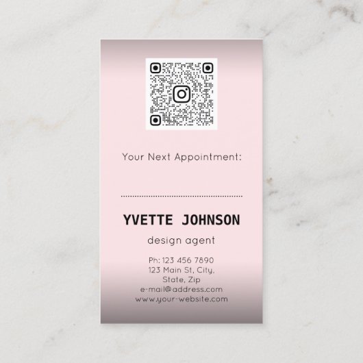 写真Qrコードロゴプロフェッショナルコンサルティングピンク 名刺 (裏面)