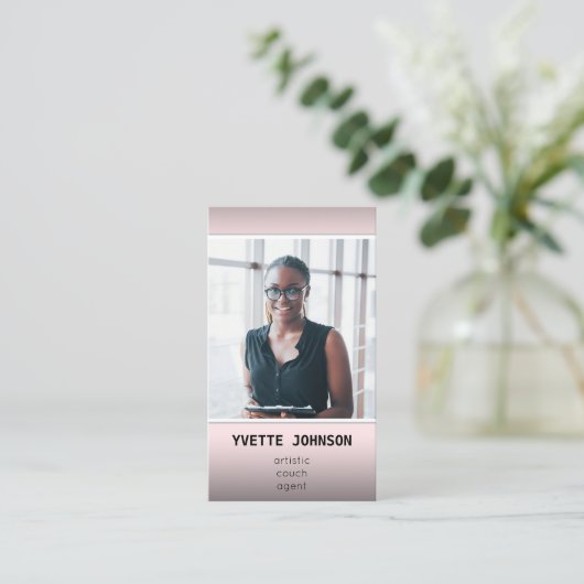 写真Qrコードロゴプロフェッショナルコンサルティングピンク 名刺 (スタンド正面)