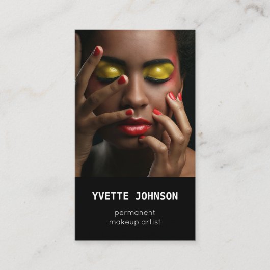 写真Qrコードロゴプロフェッショナルメイクアップアーティストスパ 名刺 (正面)