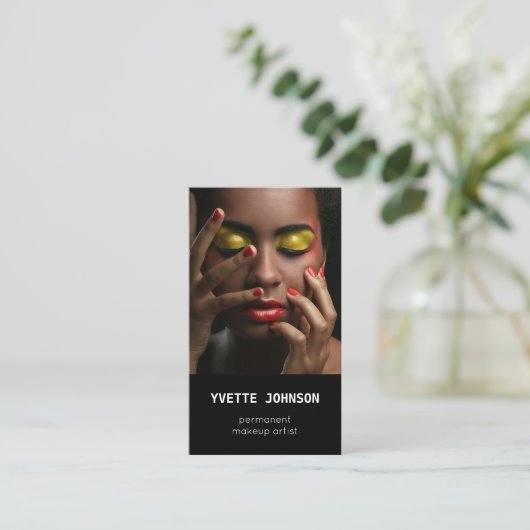 写真Qrコードロゴプロフェッショナルメイクアップアーティストスパ 名刺 (スタンド正面)