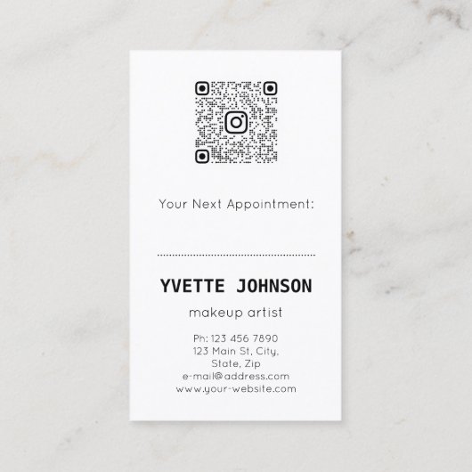 写真Qrコードロゴプロフェッショナルメイクアップアーティストスパ 名刺 (裏面)