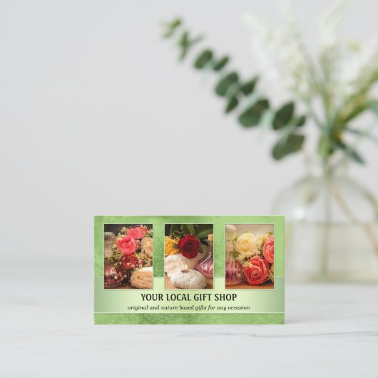 写真QRコードローカル小売り名刺 名刺 (スタンド正面)