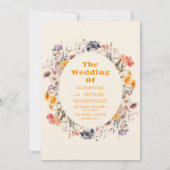 写真QRコードワイルドフラワーリース緑結婚園 招待状 (正面)