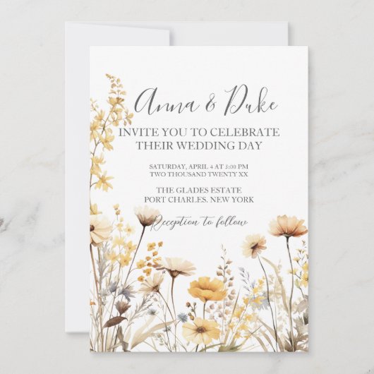 写真QRコードワイルドフラワー結婚ズ 招待状 (正面)