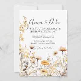 写真QRコードワイルドフラワー結婚ズ 招待状