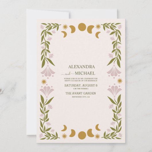 写真QRコードヴィンテージ神秘結婚植物学 招待状 (正面)