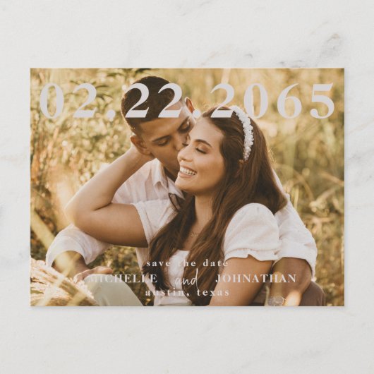 写真QRコード日付の結婚保存 ポストカード (正面)